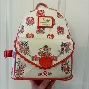 Loungefly white and Red Backpack valentines villainous
